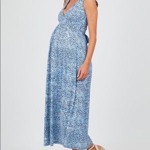 Blue and white maternity dress, size L